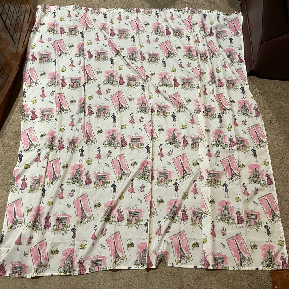 WAVERLY Polyester Shower Curtain Pink Parisian Eiffel Tower A DAY IN PARIS 72”